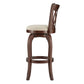 Scroll Back Swivel Stool - 29" Bar Height, Cherry Finish, Beige Linen