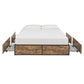 Wood Finish Panel Black Metal Platform Bed with Storage Drawers - Full Size with 4 Wire Storage Drawers (Full Size)