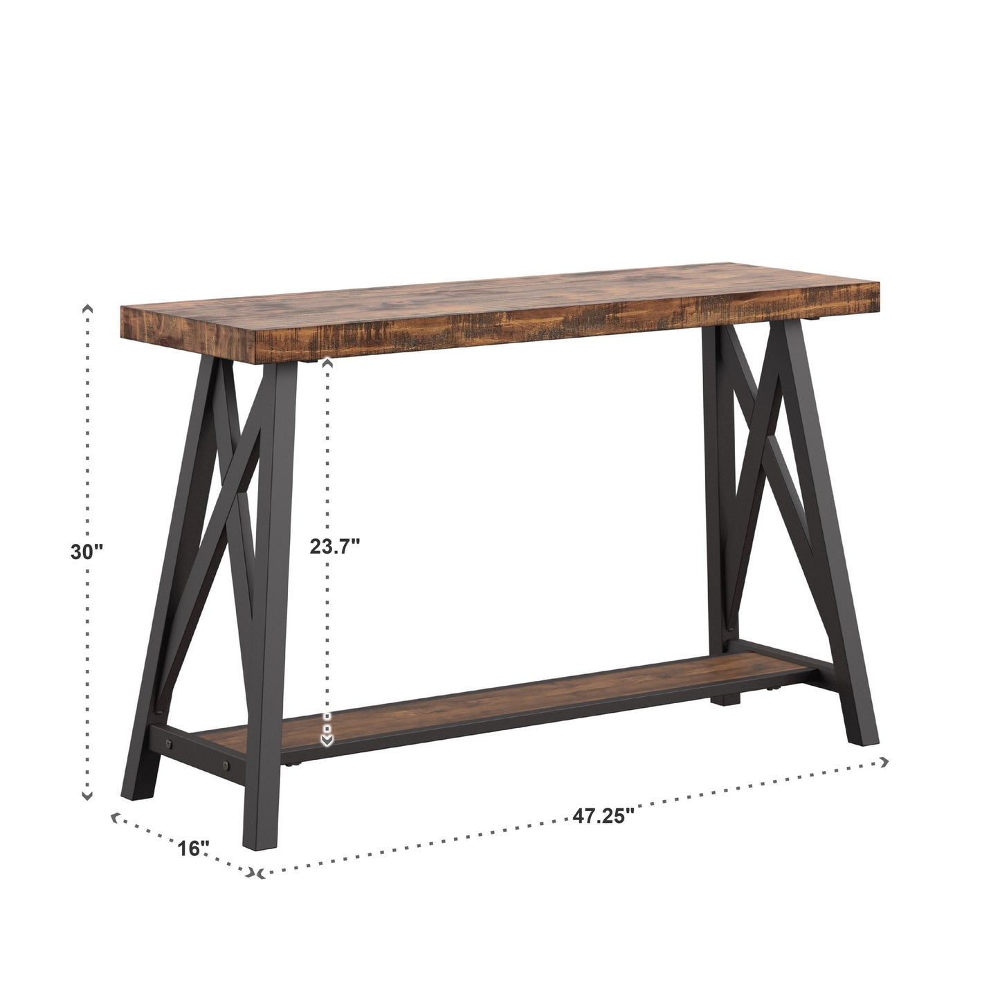 Sofa Table with Shelf - Brown