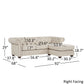 3-Seat Chesterfield Sectional Sofa with Chaise - Beige Linen, Right-Facing Chaise