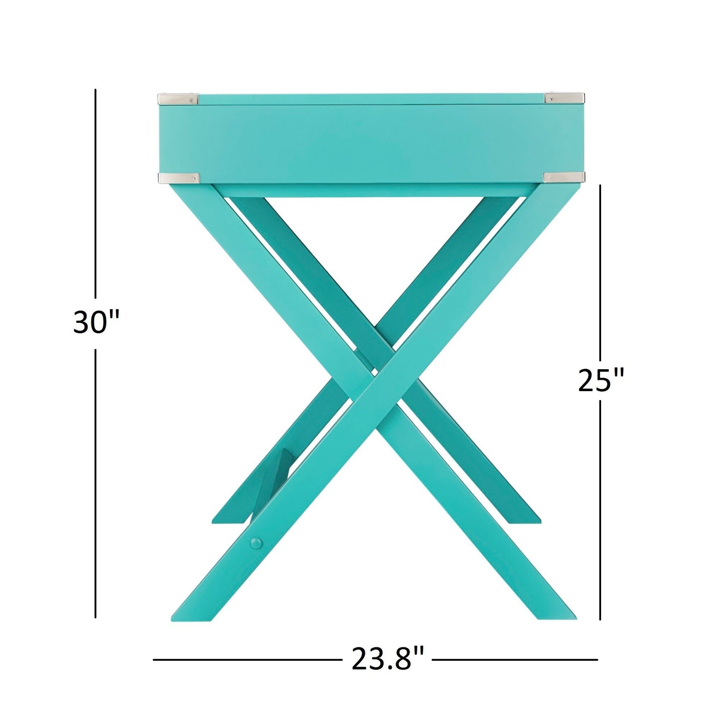 X-Base Wood Accent Campaign Writing Desk - Marine Green