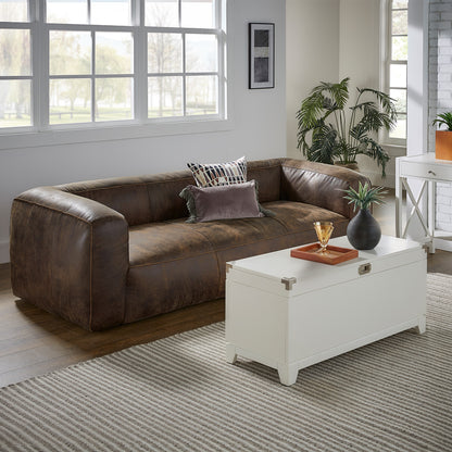 Dark Mahogany Outback Oxford Leather Sofa - Brown