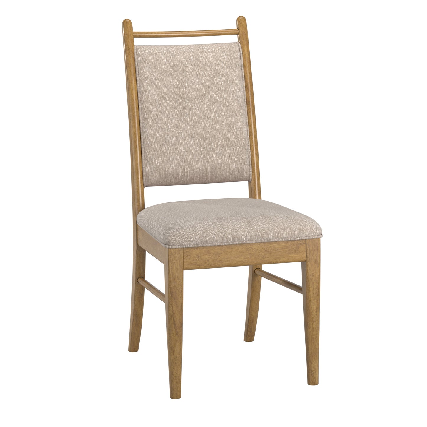 Wood Finish Beige Fabric Dining Chair (Set of 2) - Oak Wash