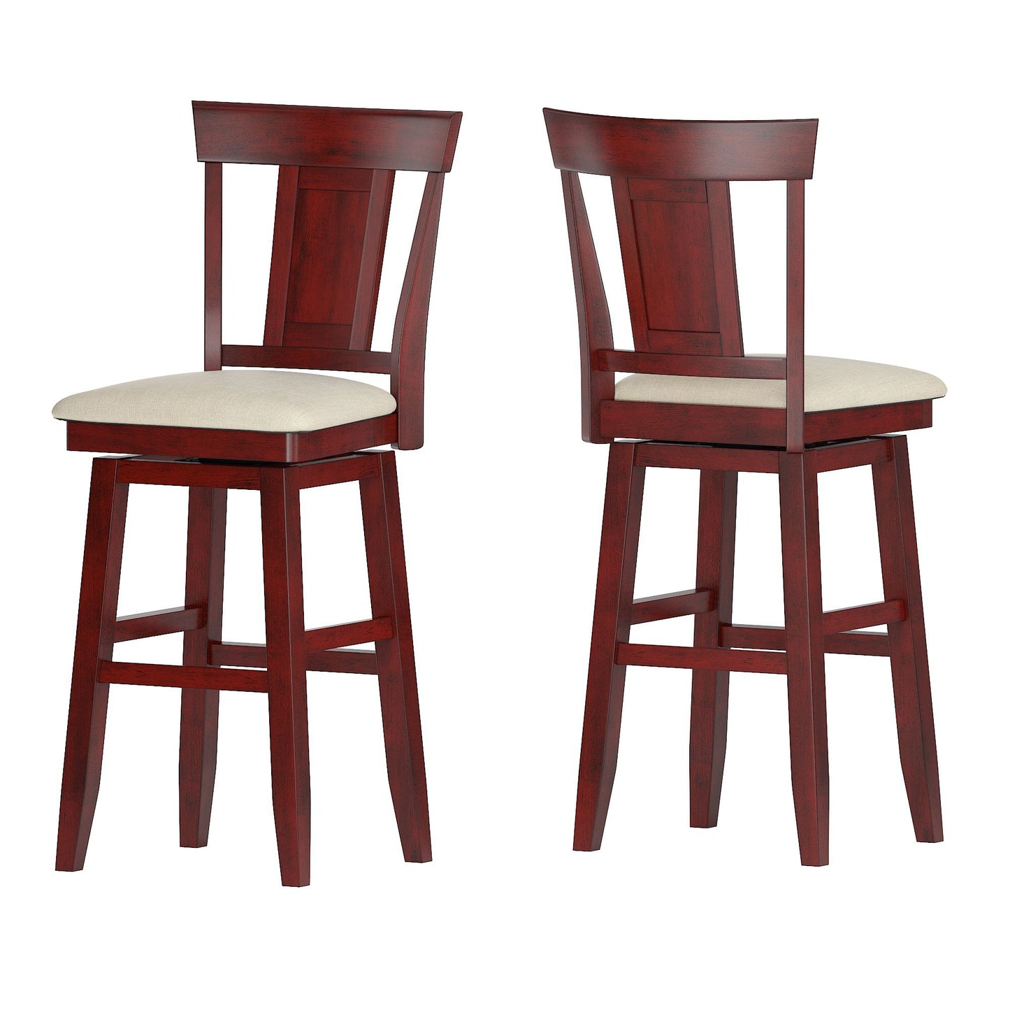 Panel Back Wood Swivel Bar Stool - Antique Berry Finish