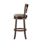 Lattice Back 29"H Swivel Bar Stool - Dark Charry Finish, Gray Linan