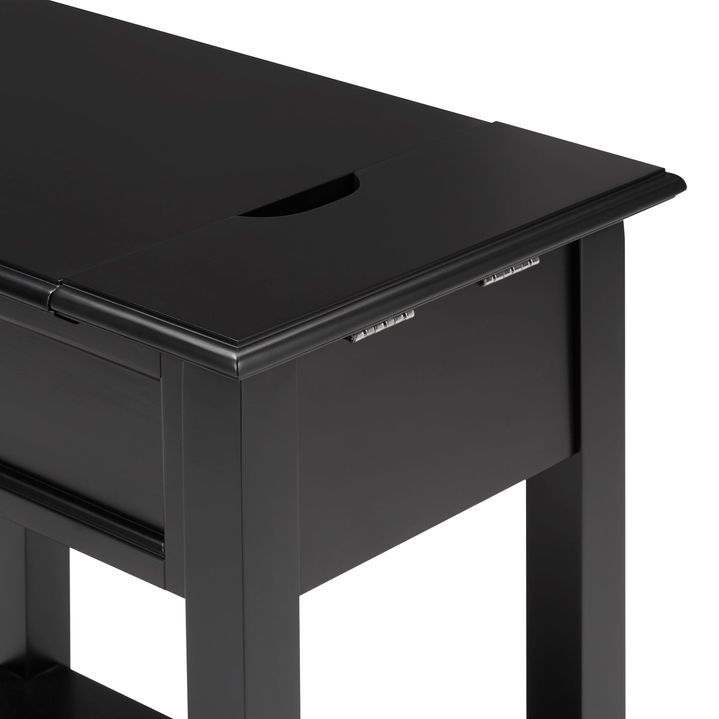 1-Drawer Side Table with Charging Station - Black