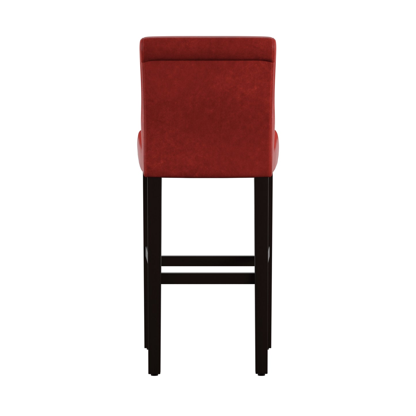 Faux Leather High Back Stools (Set of 2) - Red Vinyl, 30" Bar Height