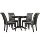 Faux Leather 5-Piece Dining Set - Brown Faux Leather, Round Dining Table