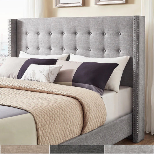 Linen Wingback Headboard - Gray Linen, Full