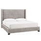 Wingback Upholstered Bed - Light Dove Gray Velvet, King Size