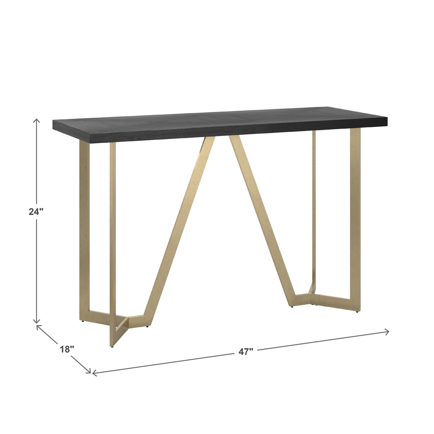 Black and Gold Metal Base Sofa Table