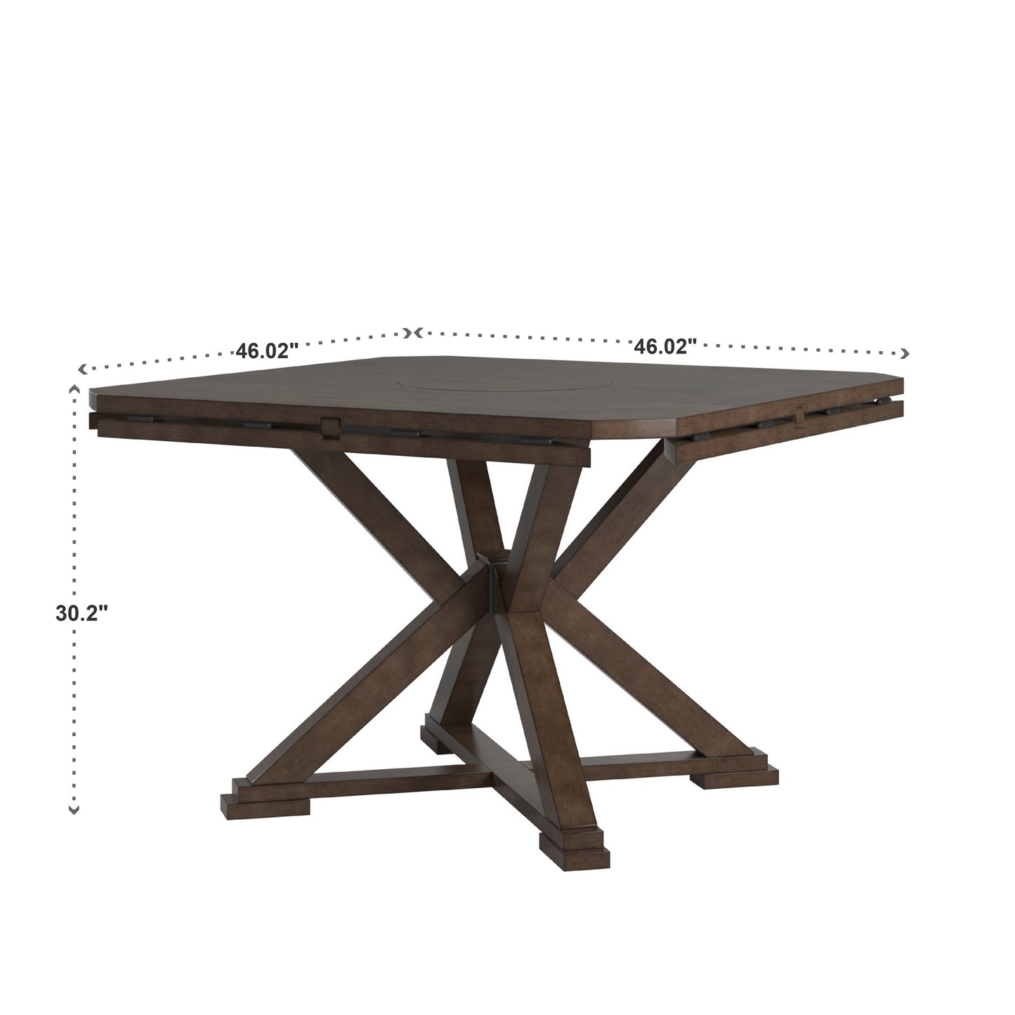 Espresso Convertible Dining Table with Lazy Susan