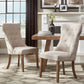 Button Tufted Dining Chairs (Set of 2) - Beige Linen, Natural Finish