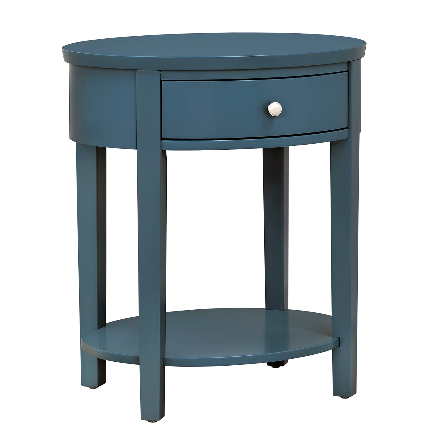 1-Drawer Oval End Table - Blue Steel