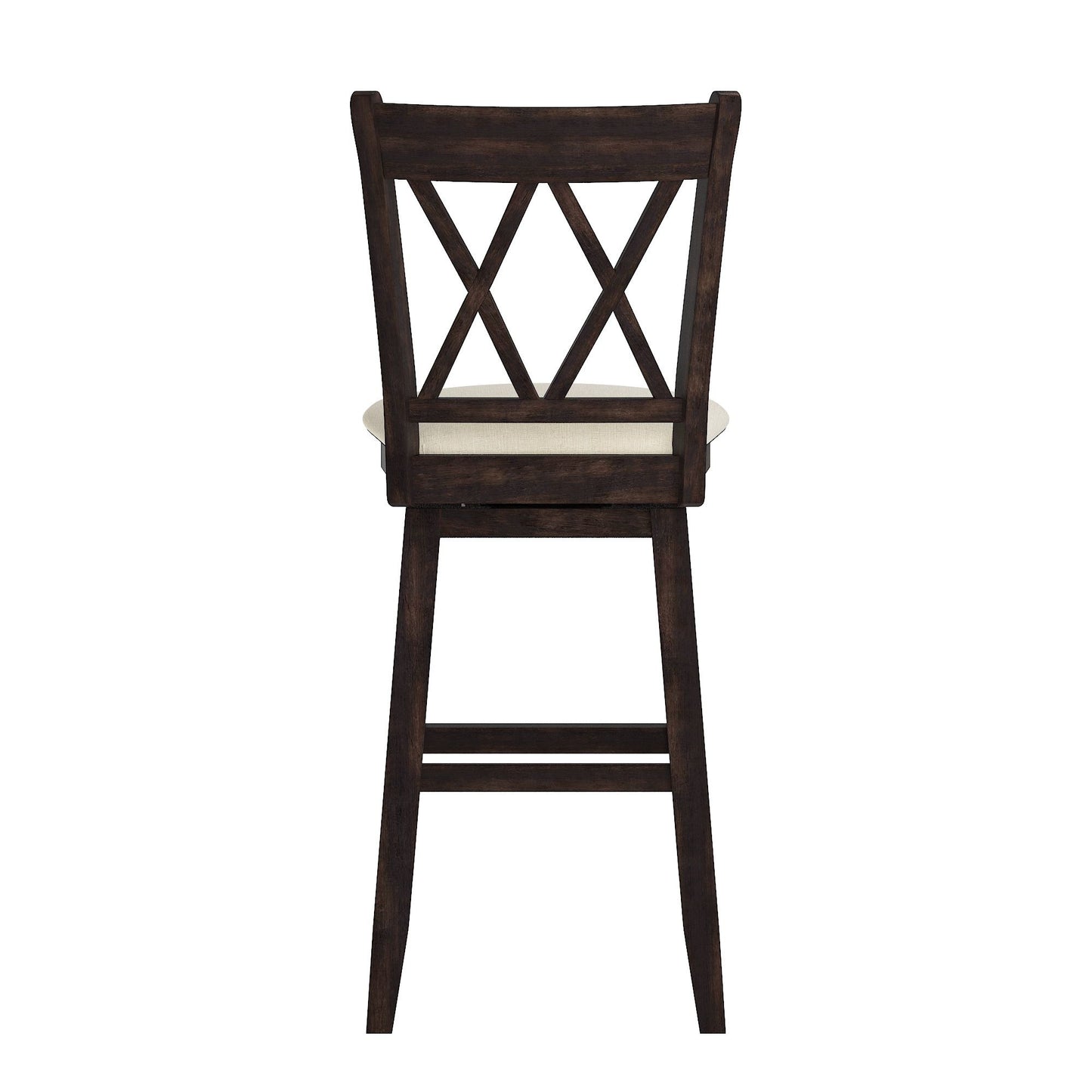 Double X-Back Wood Swivel Bar Stool - Antique Black Finish