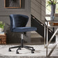 Curved Back Velvet Wave Pattern Office Chair - Navy Blue