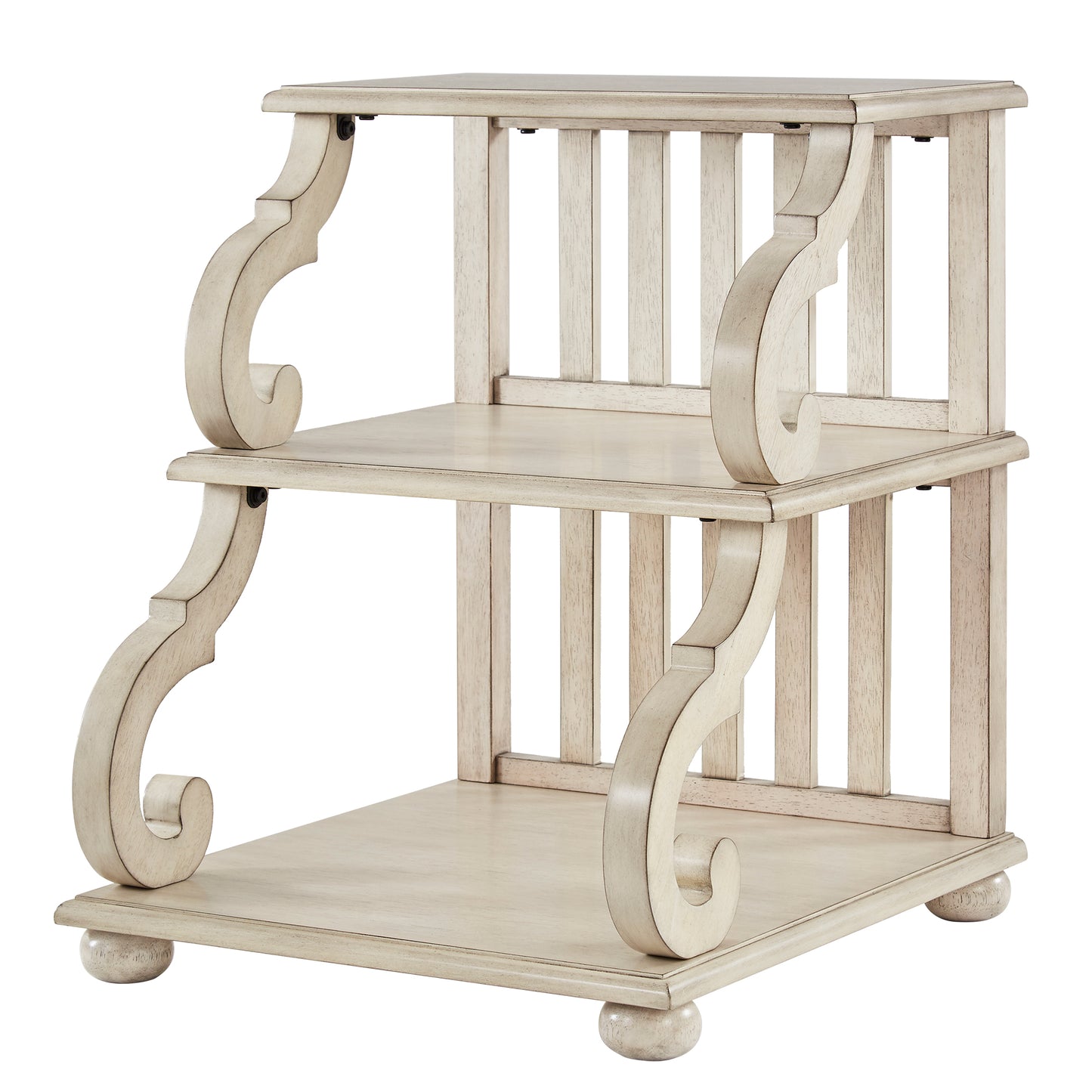 Scroll End Table - Antique White