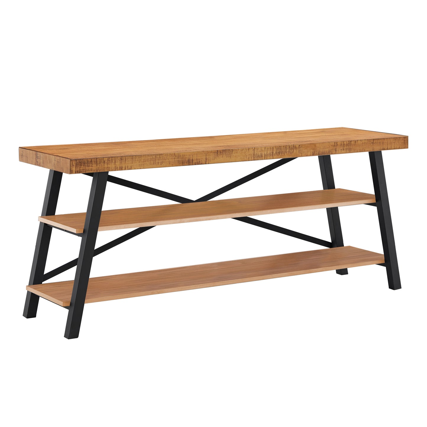 Rustic X-Base 60-inch TV Stand - Oak Finish