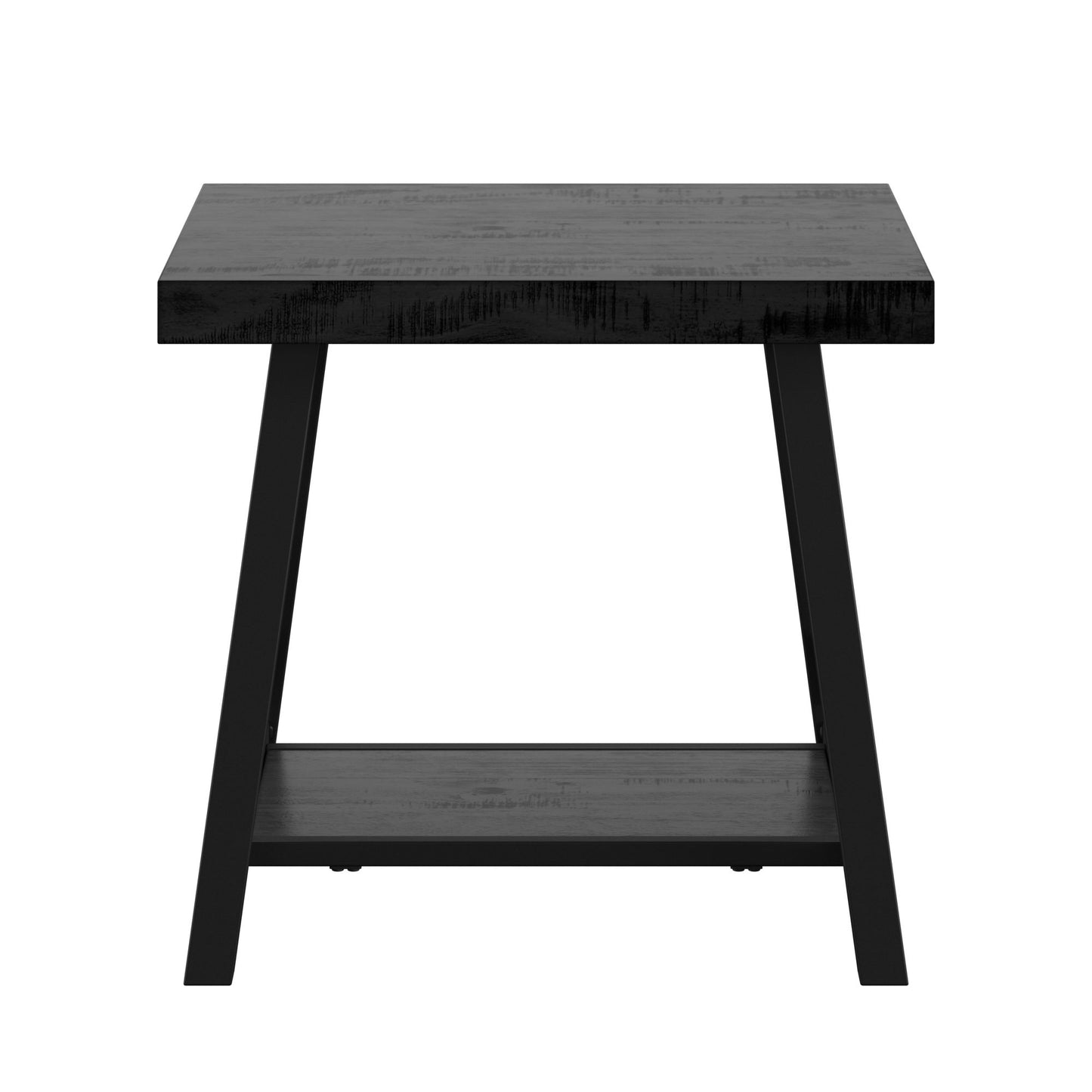 Rustic X-Base Accent Tables - Black Finish, End Table, Coffee Table, and Sofa Table Set