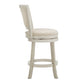 Upholstered Back Swivel Stool - 24" Counter Height, Antique White Finish, Beige Linen