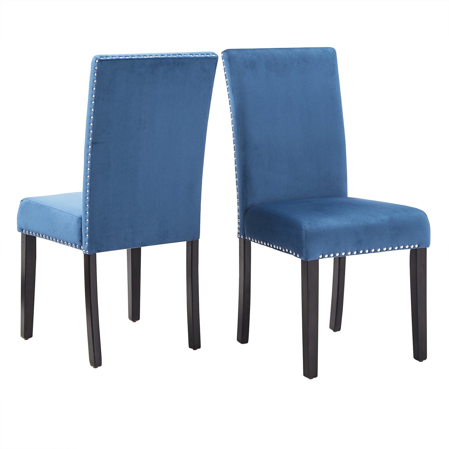 Nailhead Velvet Upholstered Chairs (Set of 2) - Side Dining Chair, Blue