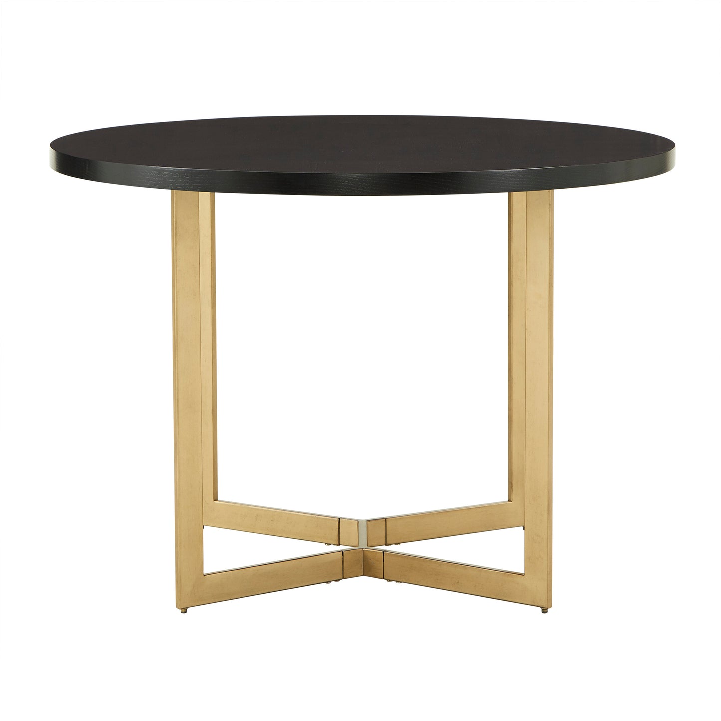 4-Person Gold Metal Base Dining Set - Black Round Tabla and Flint Gray Chairs