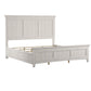 Wood Panel Platform Storage Bed - Antique White Finish, 2 Sides of Storage with 4 Drawers, King Size