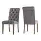 Tufted Rolled Back Parsons Chairs (Set of 2) - Gray Finish, Gray Linan