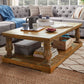 Baluster 60-inch Reclaimed Wood Coffee Table - Light Natural Finish