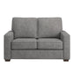 Modern Fabric Upholstered Square Arm Sofa - Loveseat, Gray Woven Fabric