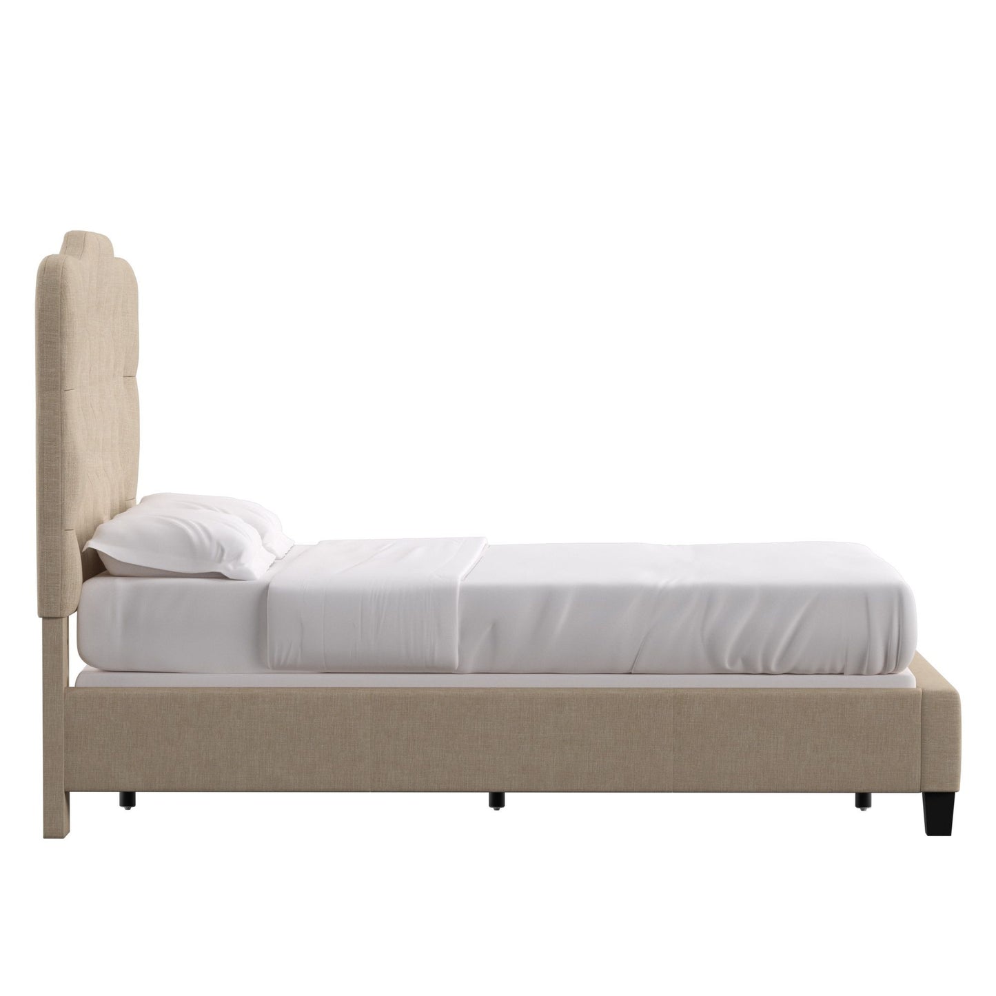 Adjustable Diamond Tufted Camelback Bed - Beige, Full