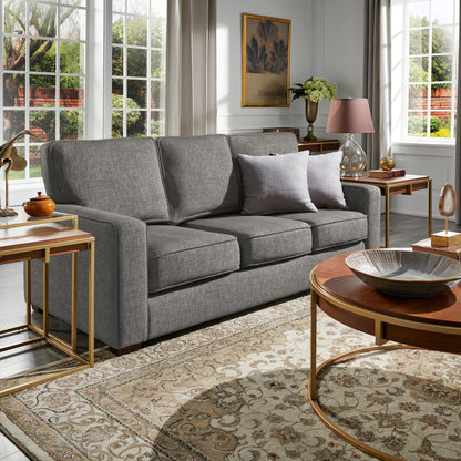 Modern Fabric Upholstered Square Arm Sofa - Sofa, Gray Woven Fabric