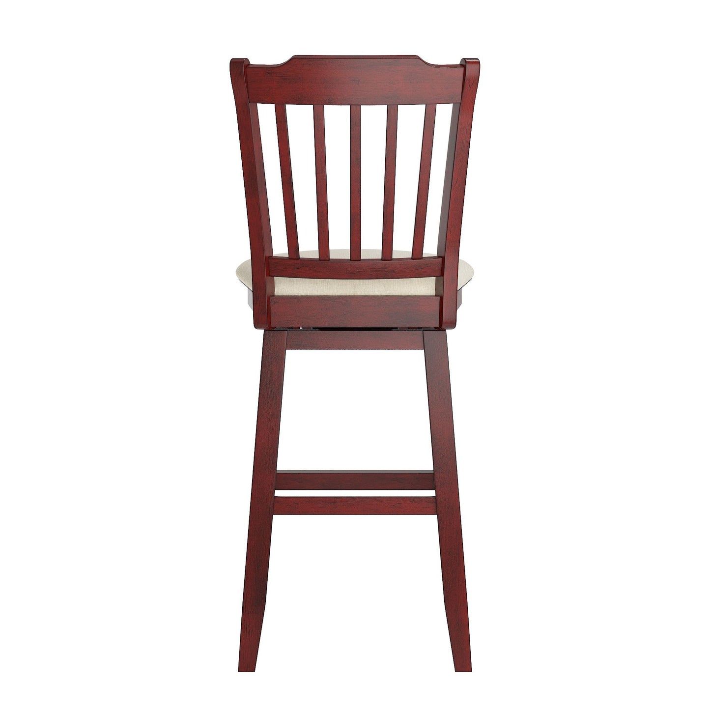 Slat Back Bar Height Wood Swivel Bar Stool - Antique Berry Finish