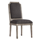 Arched Linen and Wood Dining Chairs (Set of 2) - Dark Gray Linan, Antiqua Gray Oak Finish