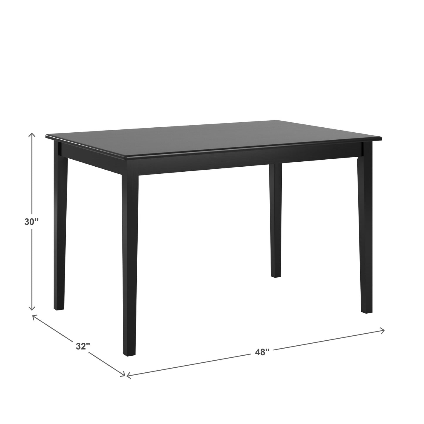 Wood Black Dining Table - Rectangular, 48-inch