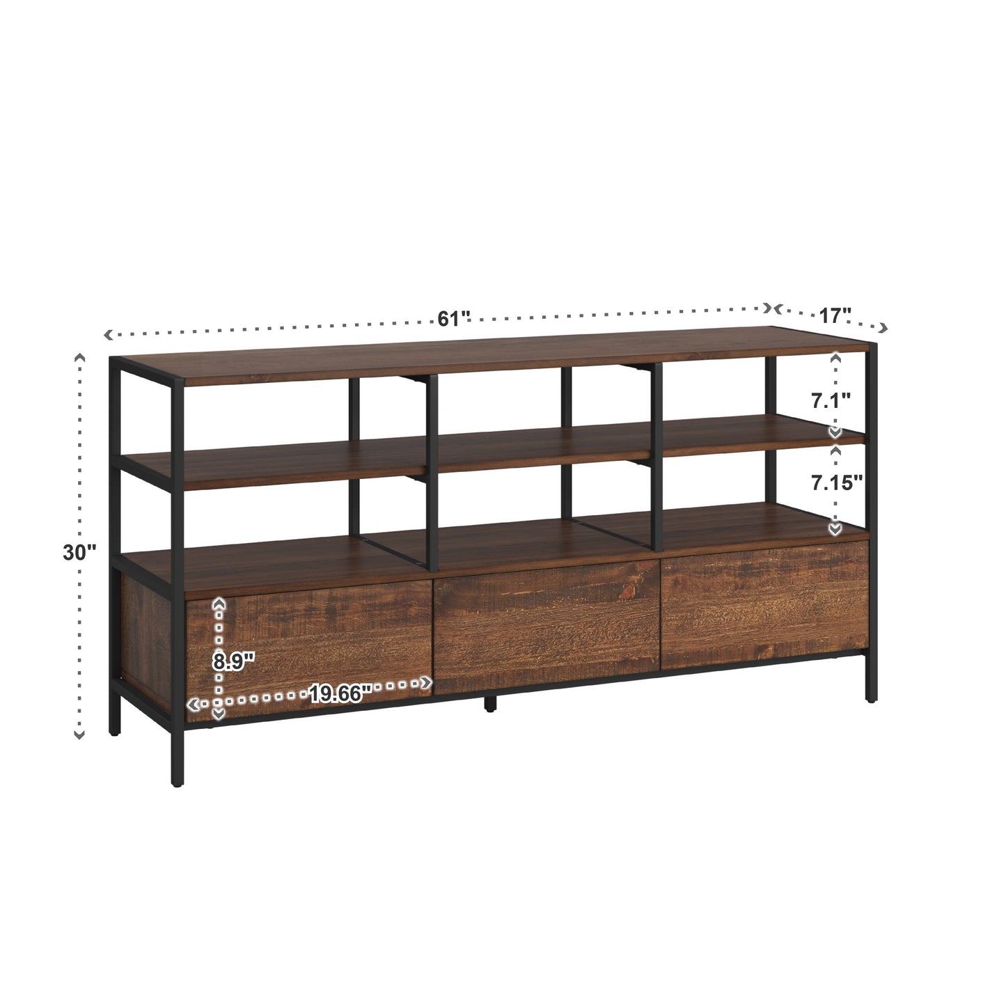 Rustic Brown TV Stand Console Table