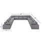 Gray Linan Waava Down Bland 11-Saat Modular Sactional Sofa