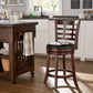 Window Back 24"H Swivel Counter Height Stool - Dark Cherry Finish, Black Faux Leather