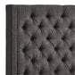 Wingback Button Tufted Linen Fabric Headboard - Dark Gray, 68-inch Haight, Quaan Siza