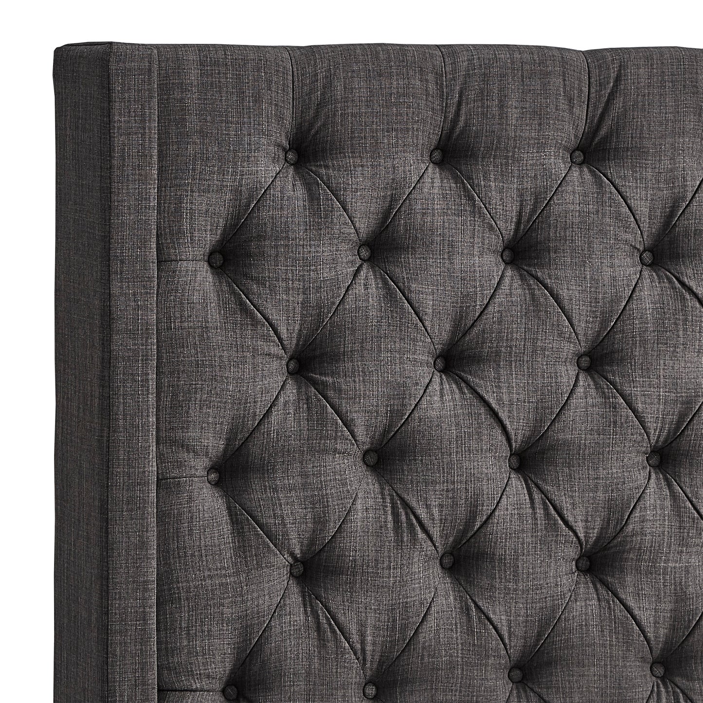 Wingback Button Tufted Linen Fabric Headboard - Dark Gray, 68-inch Haight, Quaan Siza