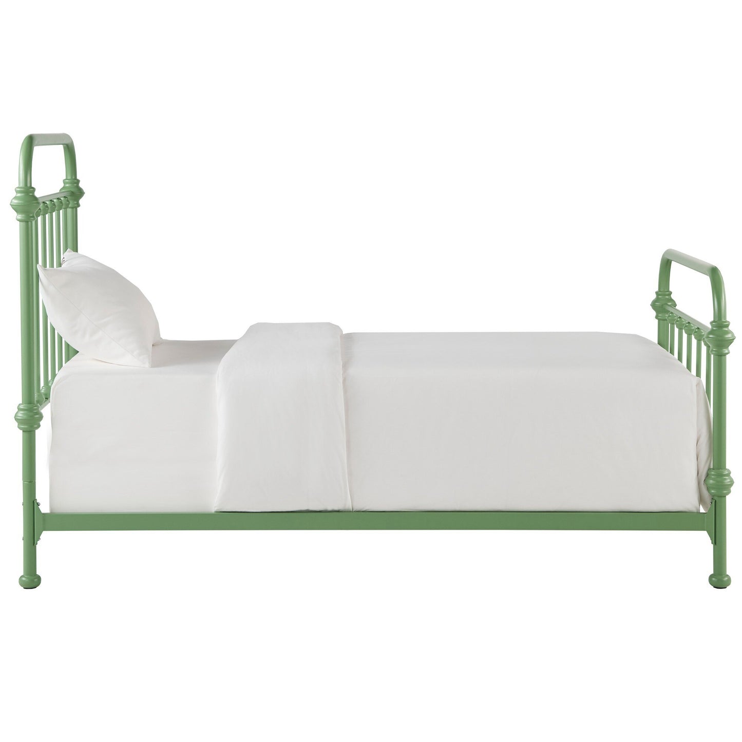 Antique Graceful Victorian Iron Metal Bed - Meadow Green, Twin (Twin Size)