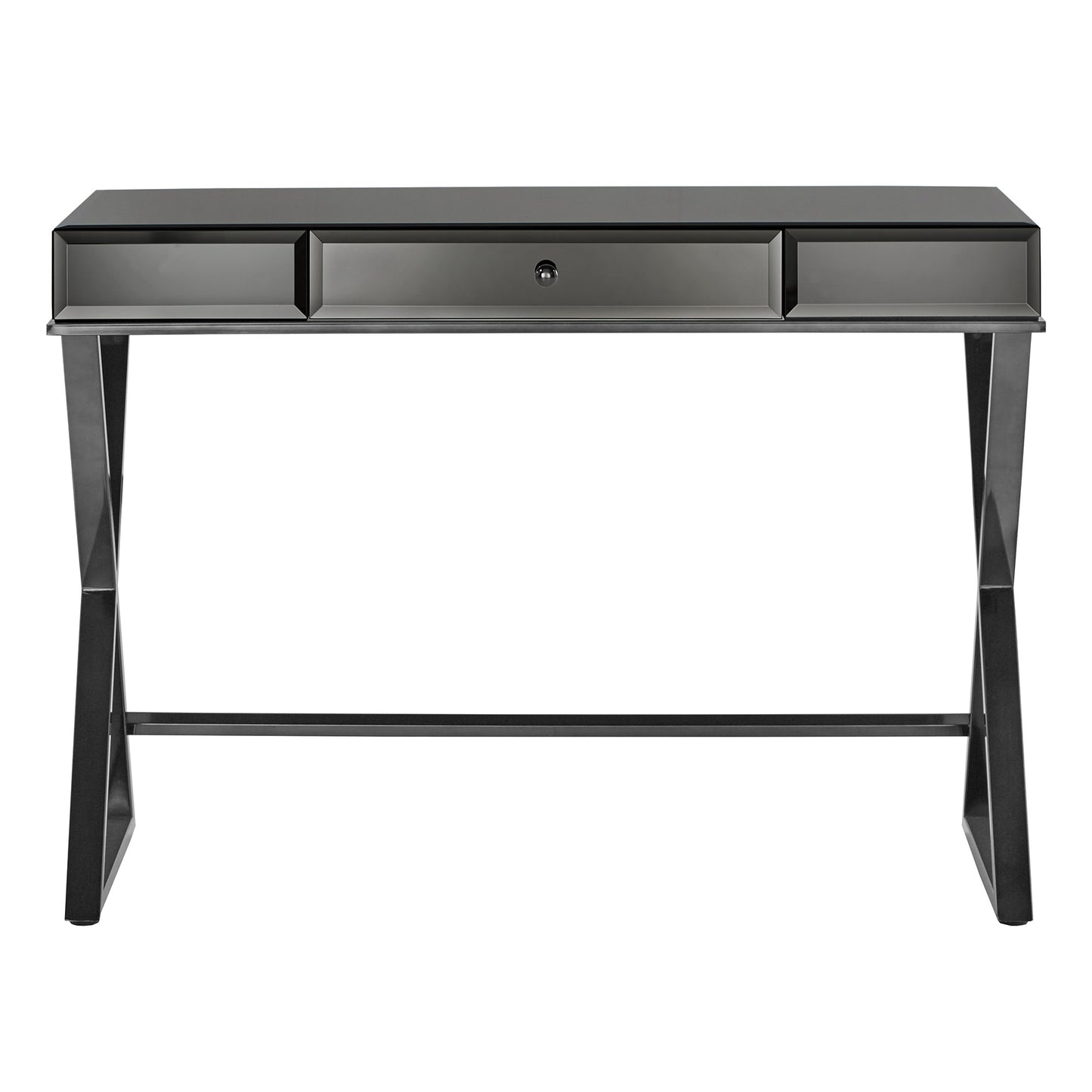 Mirrored 1-Drawer Campaign Desk - Black Nickel