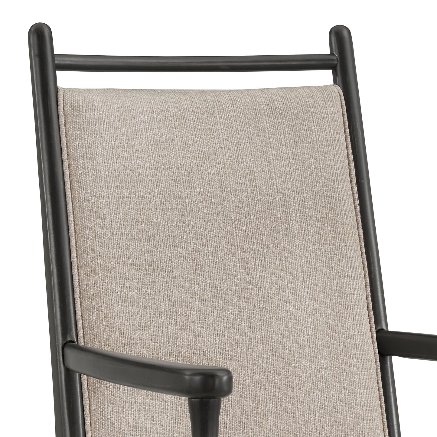 Wood Finish Beige Fabric Arm Chair (Set of 2) - Black Oak