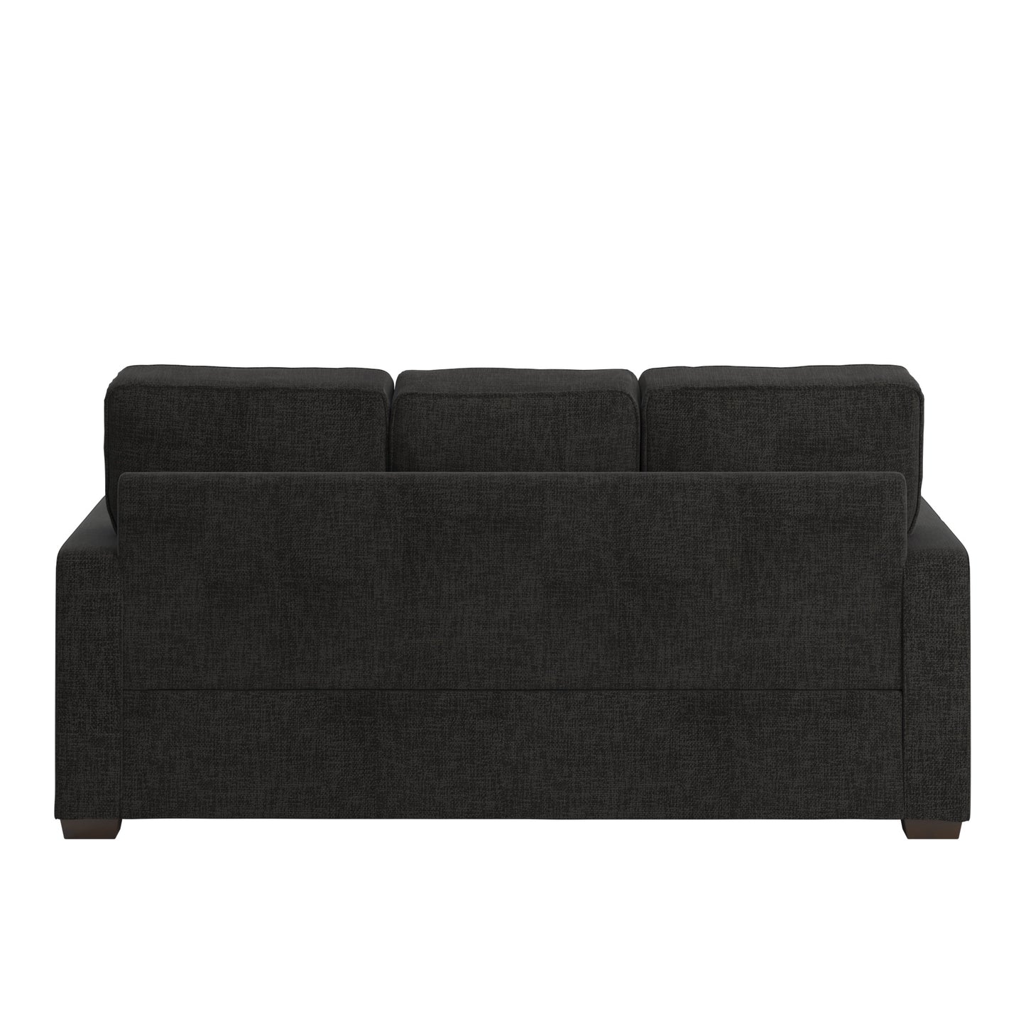 Modern Fabric Upholstered Square Arm Sofa - Sofa, Black Woven Fabric