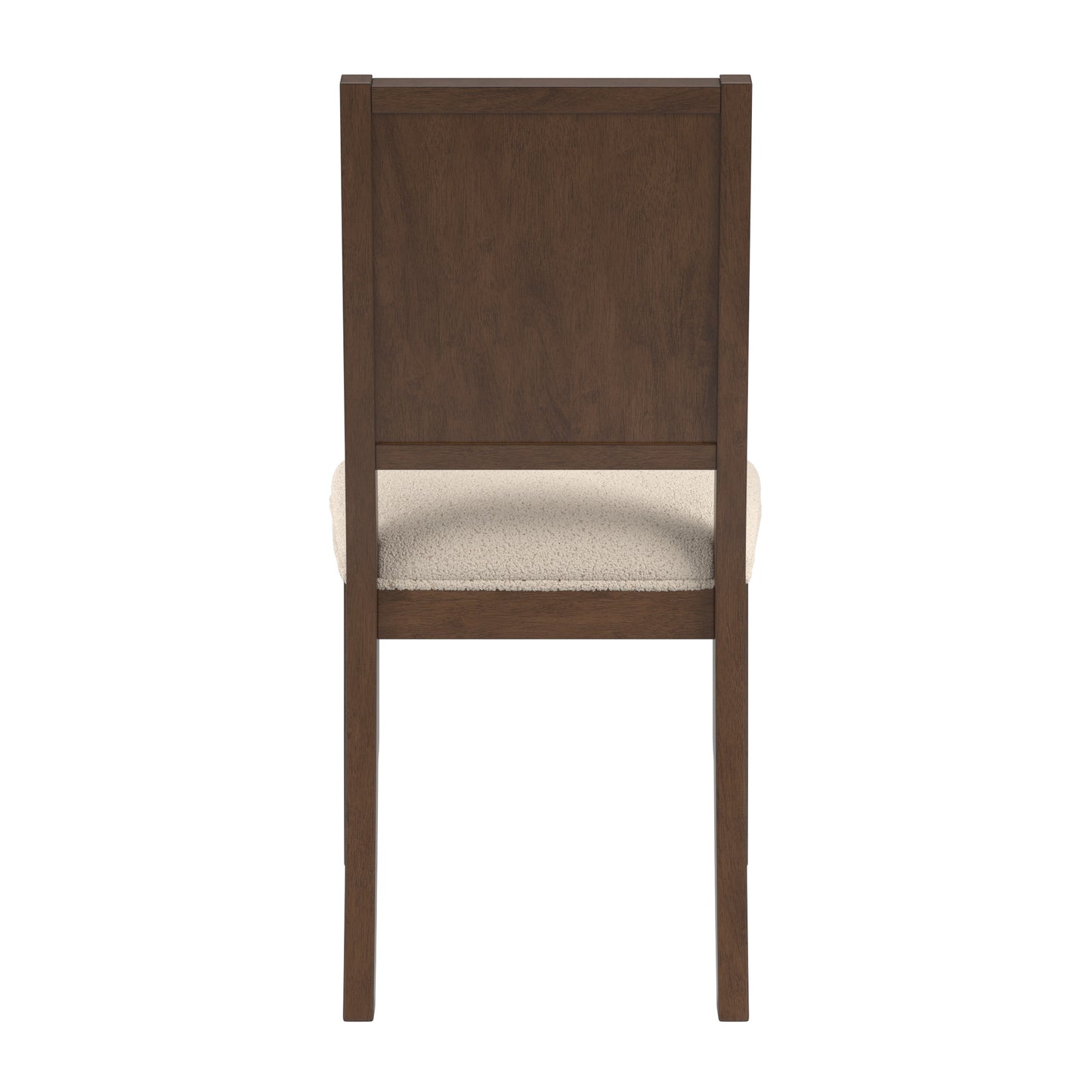 Wood Finish Cream Boucle Fabric Dining Chair (Set of 2) - Walnut