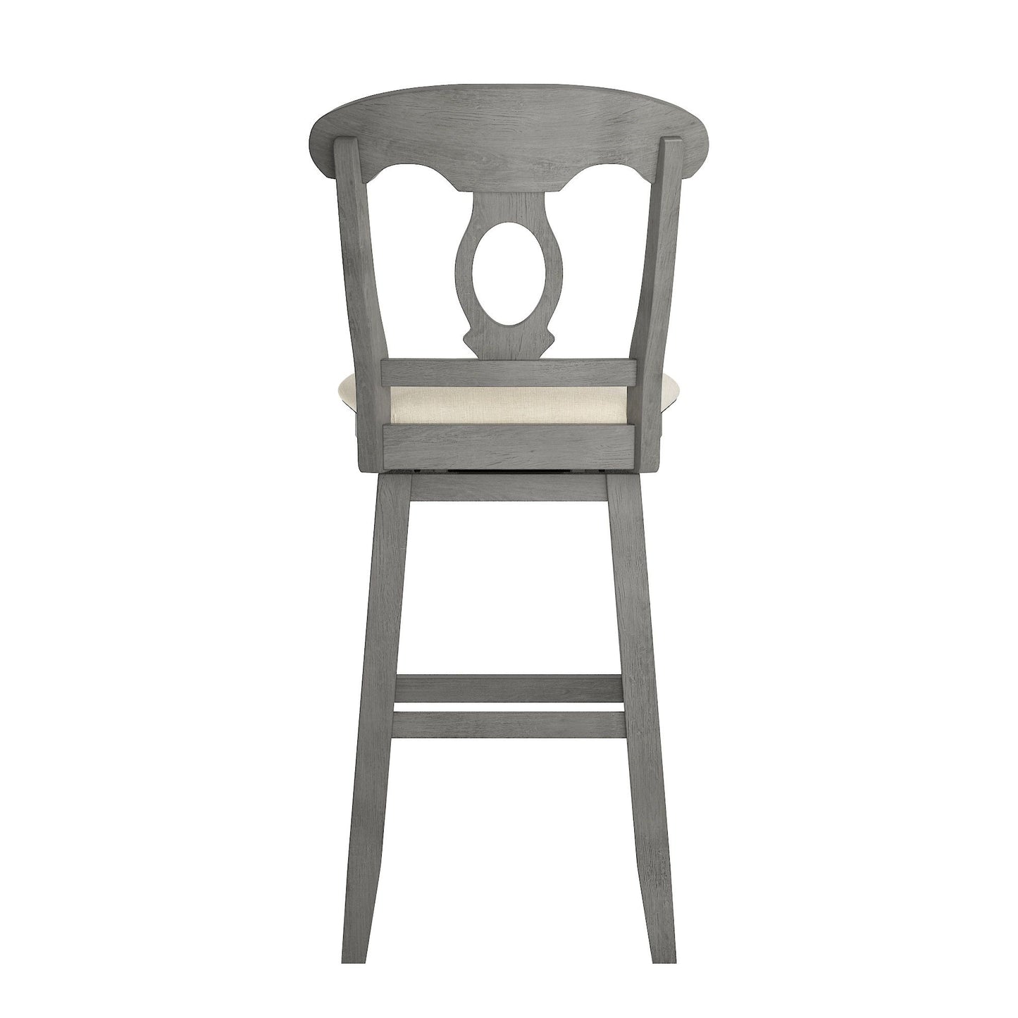 Napoleon Back Wood Swivel Bar Stool - Antiqua Gray Finish