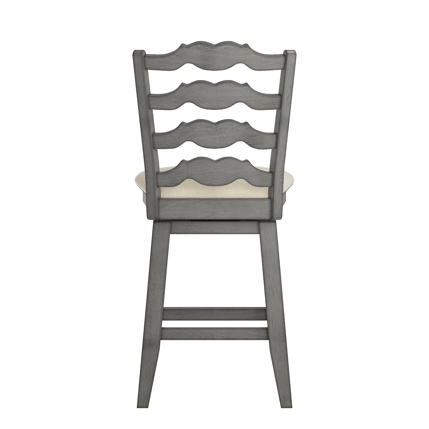 French Ladder Back Counter Height Swivel Stool - Antique Gray Finish