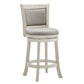 Upholstered Back Swivel Stool - 24" Counter Height, Antique White Finish, Gray Linen