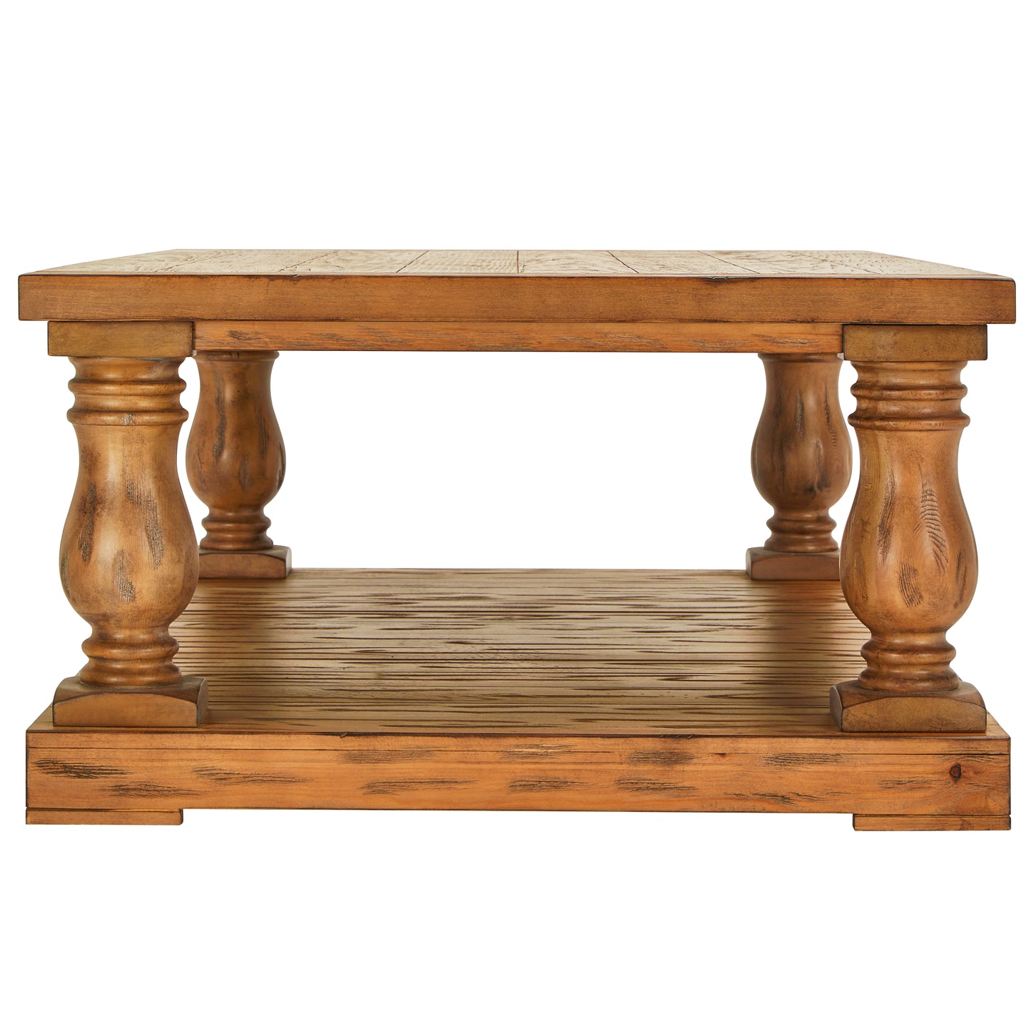 Baluster 60-inch Reclaimed Wood Coffee Table - Light Natural Finish