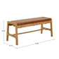 Modern Scandinavian Wood Finish Bench - Caramel Vegan Leather Cushion, Light Oak Veneer